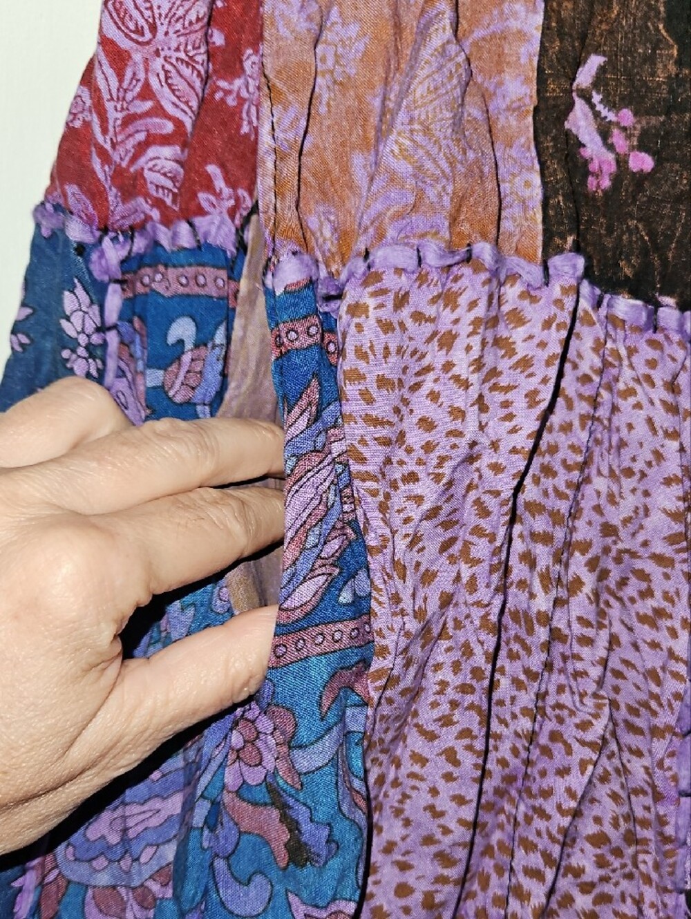 Patchwork Boho Maxi Skirt - Purple Multi - Picture 3 of 7